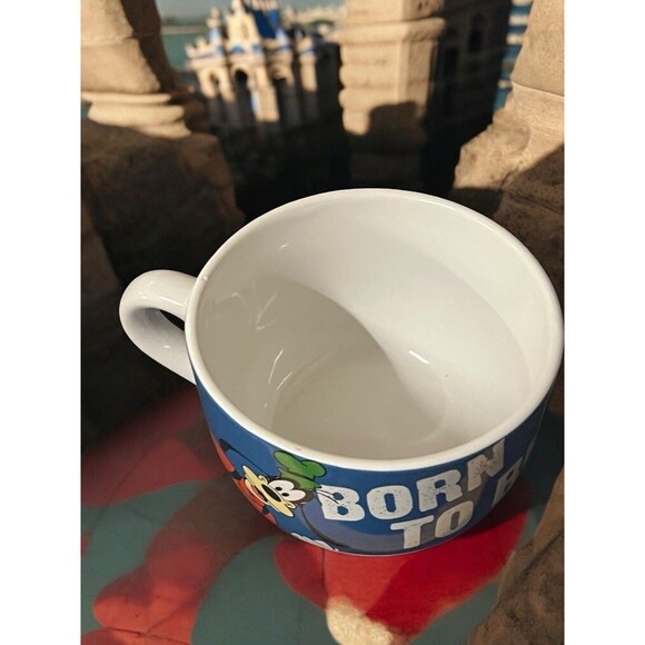 Disney Goofy Oversized Coffee Tea Soup Mug Born to be Goofy Red White Blue NEW - Picture 4 of 5